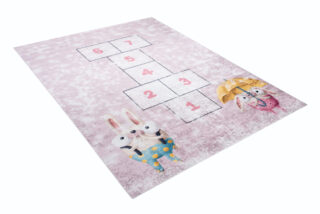 Vloerkleed Emma Kinderkamer Roze Konijnen Hinkelen Antislip