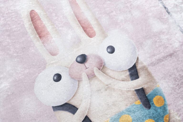 Vloerkleed Emma Kinderkamer Roze Konijnen Hinkelen Antislip