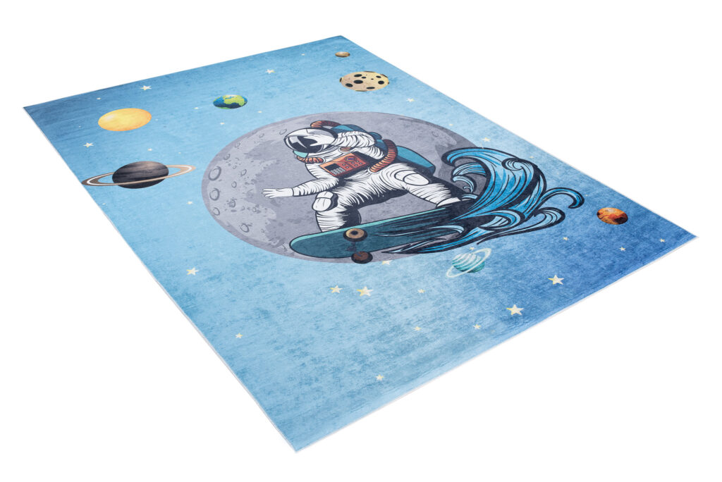 Vloerkleed Emma Kinderkamer Blauw Heelal Antislip