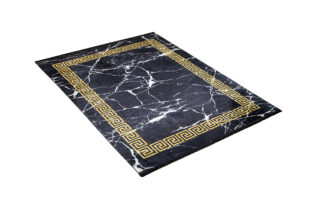 Vloerkleed Toscana Kwastjes Zwart Gouden Frames