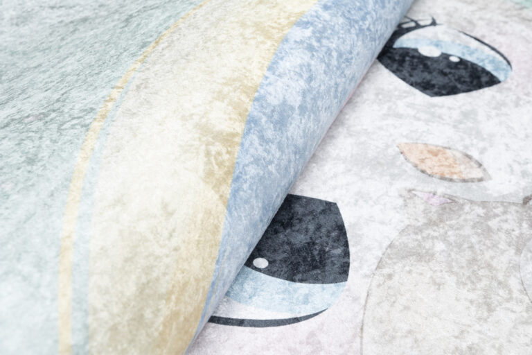 Vloerkleed Emma Kinderkamer Turkoois Uil Antislip