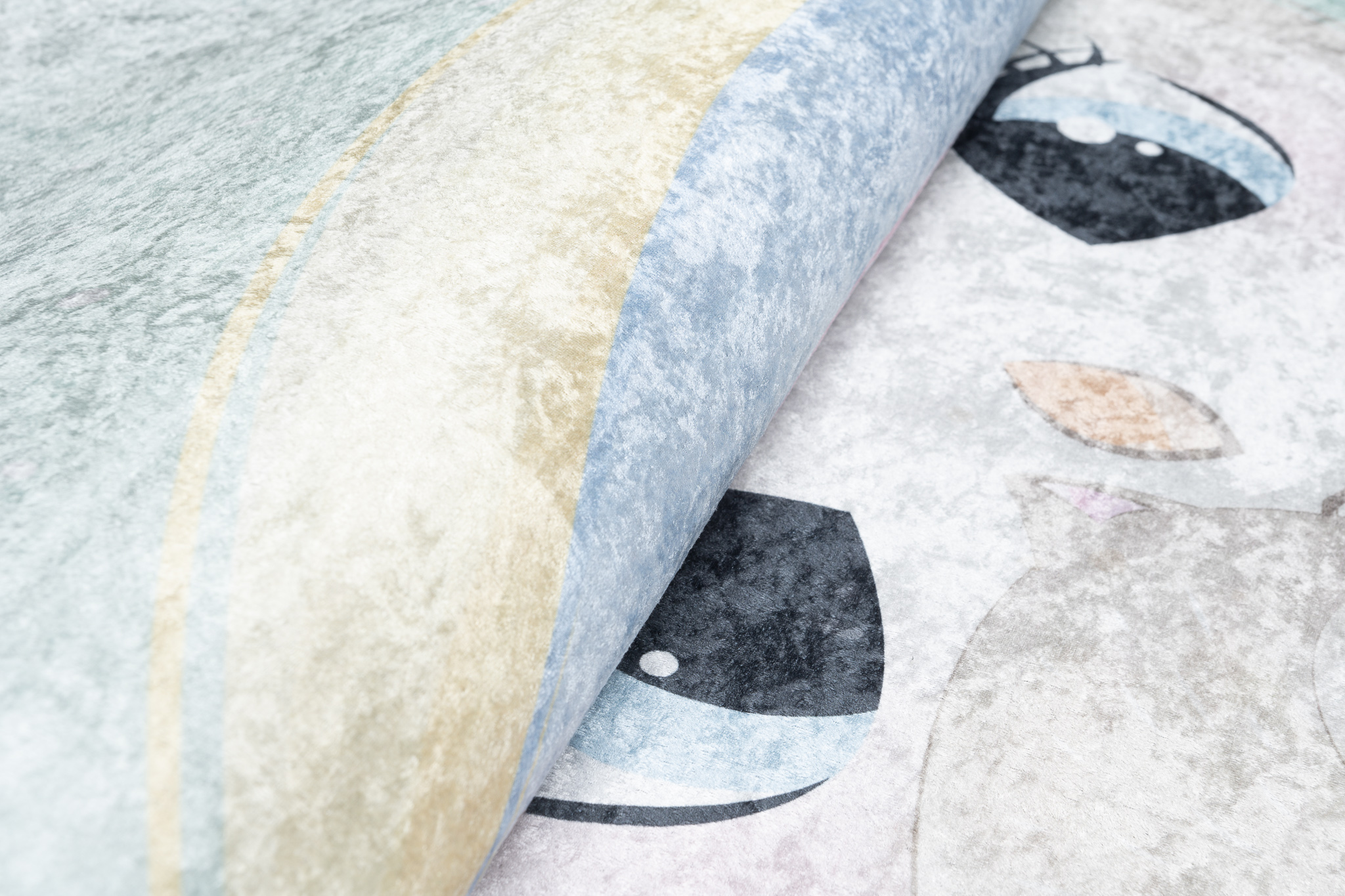 Vloerkleed Emma Kinderkamer Turkoois Uil Antislip