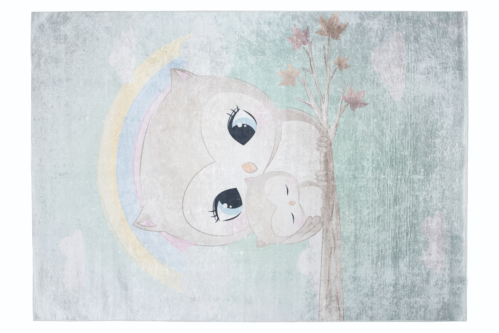 Vloerkleed Emma Kinderkamer Turkoois Uil Antislip