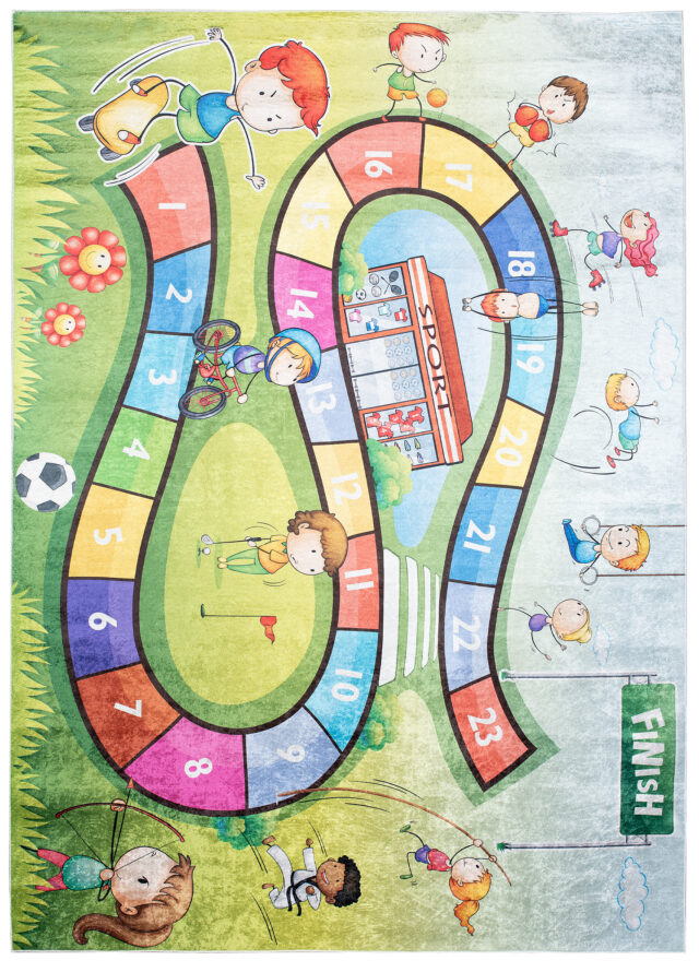 Vloerkleed Emma Kinderkamer Groen Race Antislip