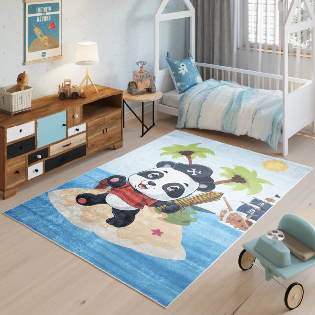 Vloerkleed Emma Antislip Wasbaar Panda Piraat