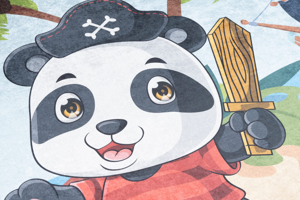Vloerkleed Emma Antislip Wasbaar Panda Piraat