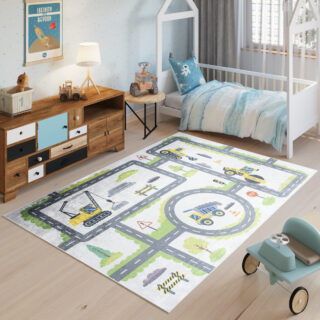 Vloerkleed Emma Antislip Wasbaar Grijs Bouw Straat