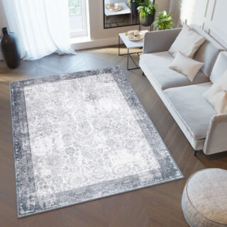 Vloerkleed Victoria Grijs Gewreven Ornamenten Antislip