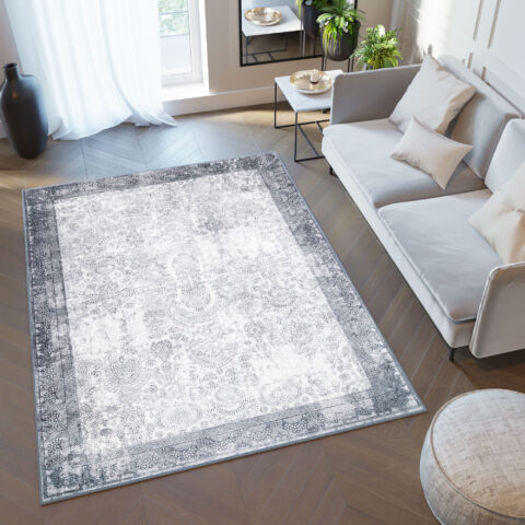 Vloerkleed Victoria Grijs Gewreven Ornamenten Antislip