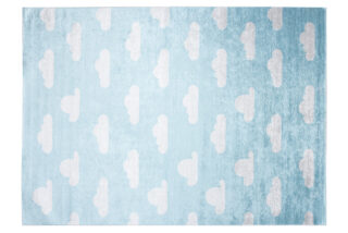 Vloerkleed Emma Kinderkamer Licht Blauw Wolken Antislip