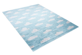 Vloerkleed Emma Kinderkamer Licht Blauw Wolken Antislip
