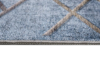 Vloerkleed Toscana Geometrisch Blauw Gouden Vierkanten