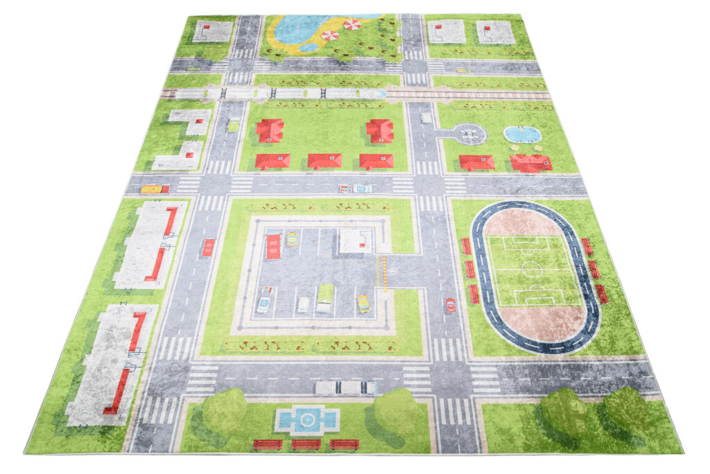 Vloerkleed Emma Kinderkamer Groen Stad Antislip