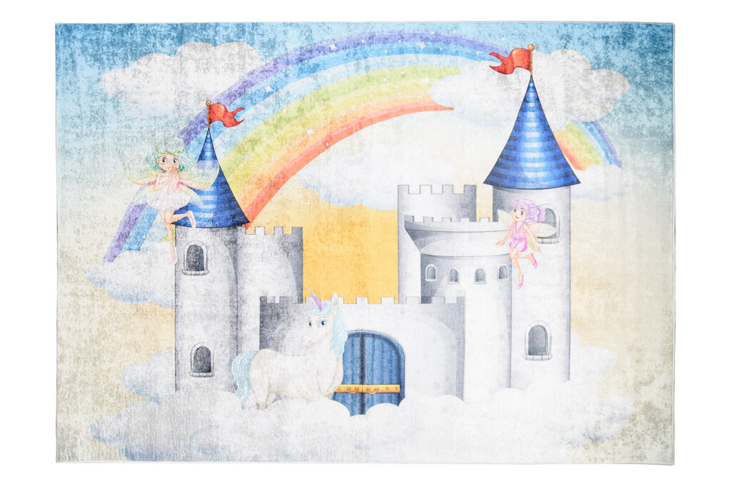 Vloerkleed Emma Kinderkamer Kleurrijk Kasteel Licht