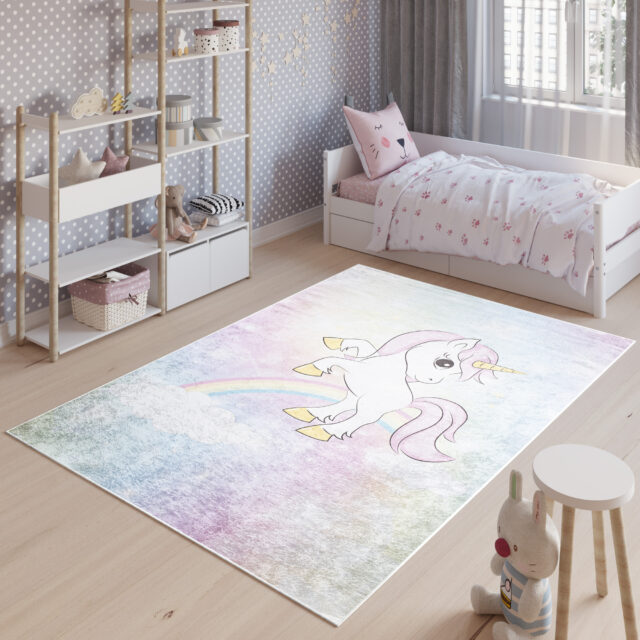 Vloerkleed Emma Antislip Wasbaar Roze Eenhoorn