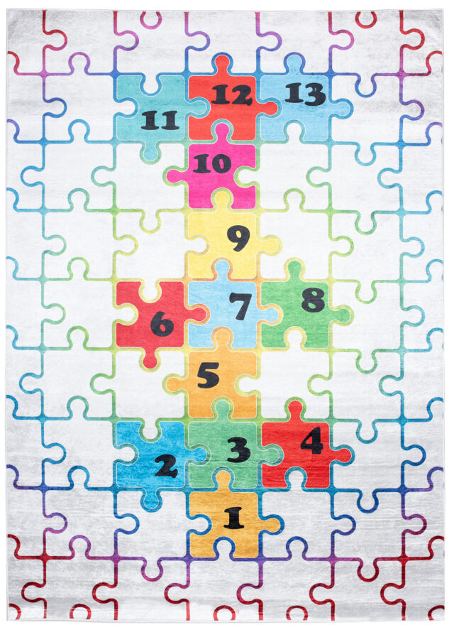 Vloerkleed Emma Kinderkamer Licht Puzzel Hinkelen Antislip