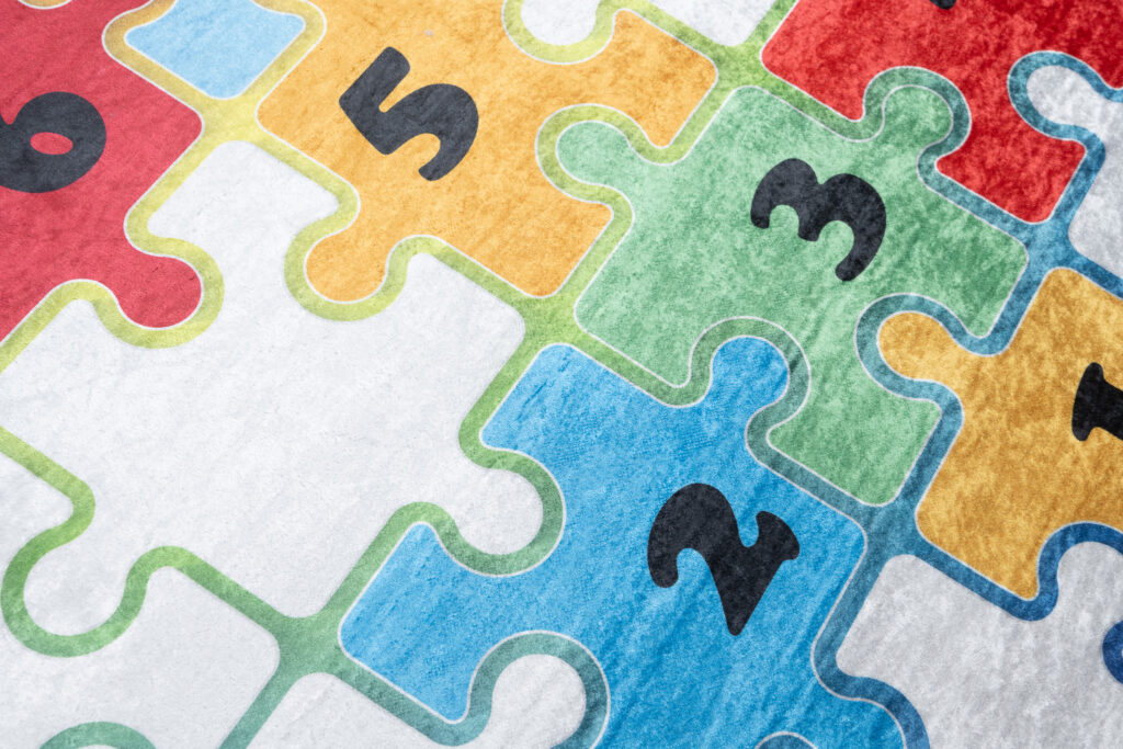 Vloerkleed Emma Kinderkamer Licht Puzzel Hinkelen Antislip