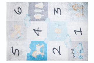 Vloerkleed Emma Kinderkamer Grijs Blauw Hinkelen Antislip