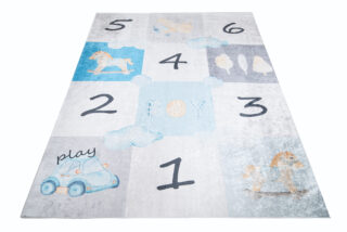 Vloerkleed Emma Kinderkamer Grijs Blauw Hinkelen Antislip