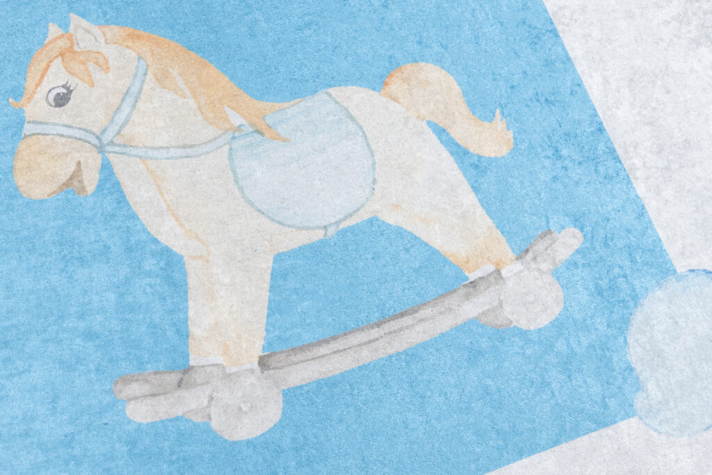Vloerkleed Emma Kinderkamer Grijs Blauw Hinkelen Antislip