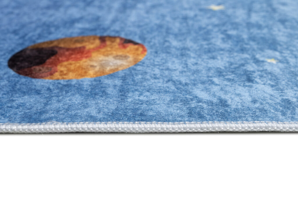 Vloerkleed Emma Kinderkamer Blauw Heelal Astronaut Antislip