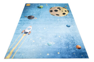 Vloerkleed Emma Kinderkamer Blauw Heelal Planeten Antislip