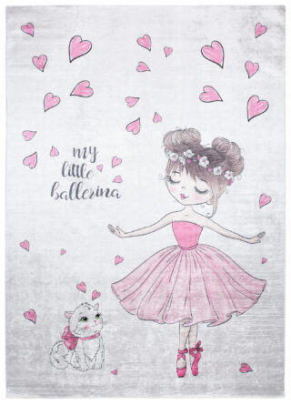 Vloerkleed Emma Kinderkamer Roze Ballerina Poes Antislip