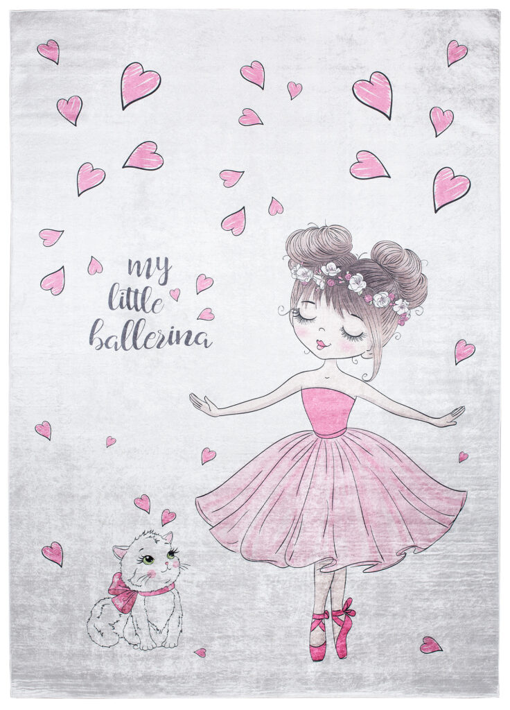 Vloerkleed Emma Kinderkamer Roze Ballerina Poes Antislip