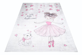 Vloerkleed Emma Kinderkamer Roze Ballerina Poes Antislip