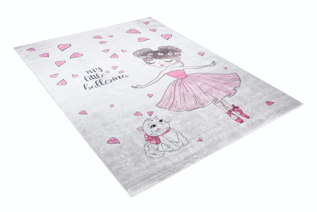 Vloerkleed Emma Kinderkamer Roze Ballerina Poes Antislip