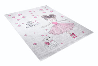 Vloerkleed Emma Kinderkamer Roze Ballerina Poes Antislip