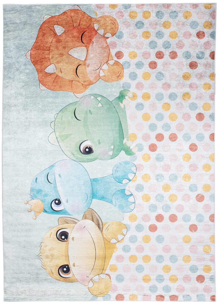 Vloerkleed Emma Kinderkamer Kleurrijk Dinosaurussen Antislip