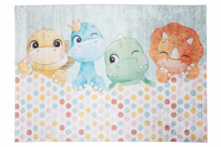 Vloerkleed Emma Kinderkamer Kleurrijk Dinosaurussen Antislip