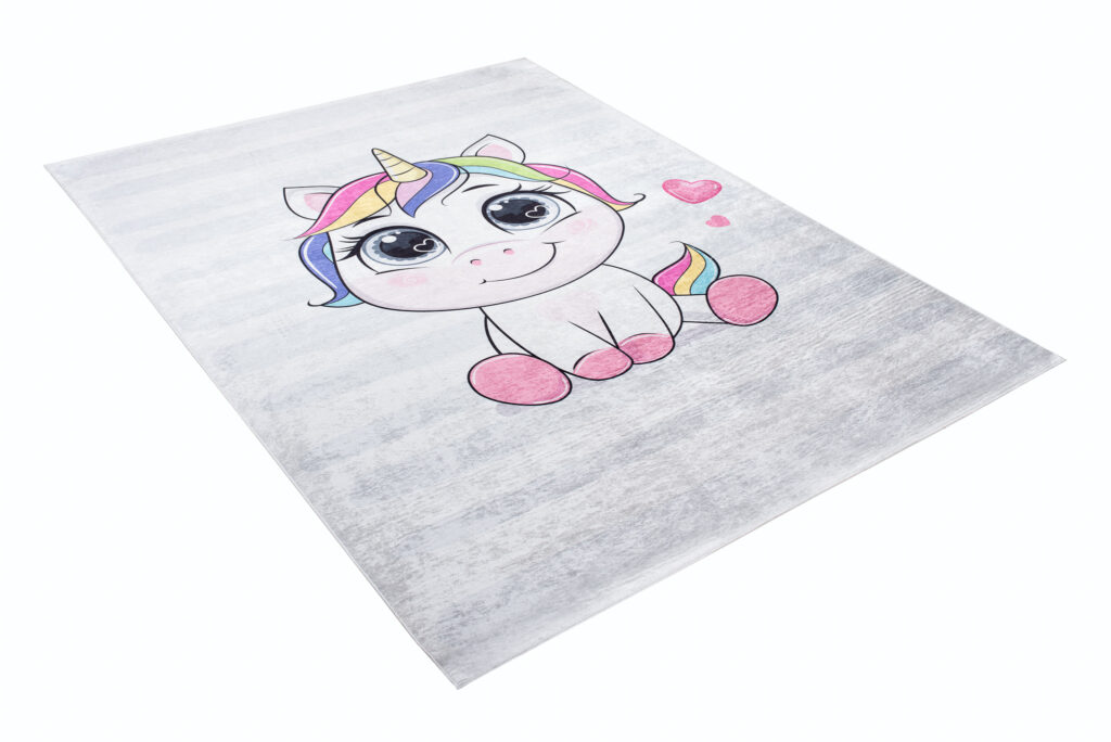 Vloerkleed Emma Kinderkamer Grijs Eenhoorn Antislip