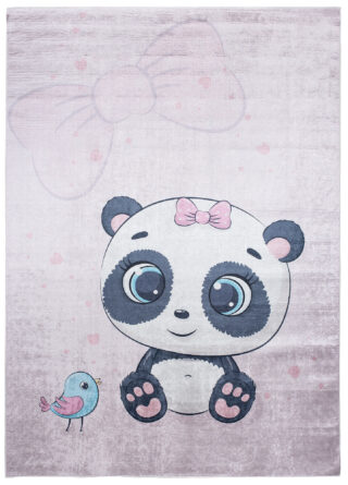 Vloerkleed Emma Kinderkamer Licht Paars Panda Antislip