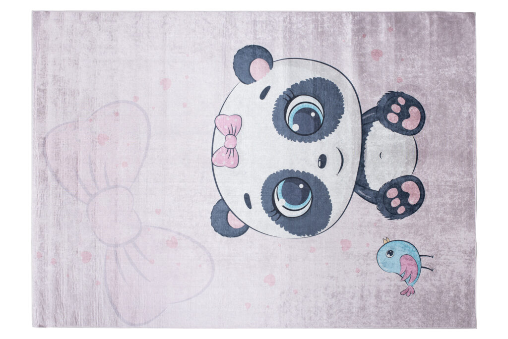 Vloerkleed Emma Kinderkamer Licht Paars Panda Antislip