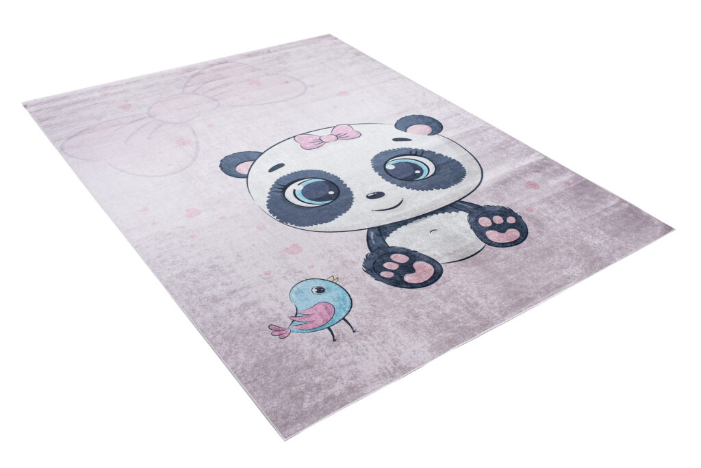 Vloerkleed Emma Kinderkamer Licht Paars Panda Antislip