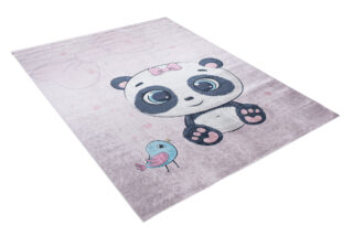 Vloerkleed Emma Kinderkamer Licht Paars Panda Antislip