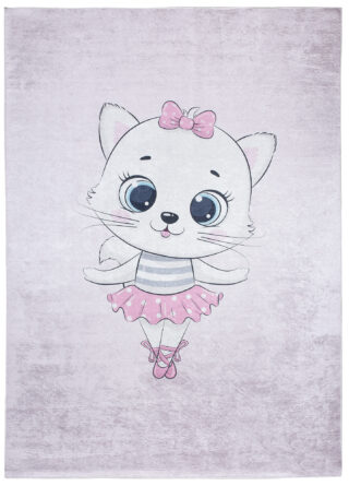 Vloerkleed Emma Kinderkamer Roze Poes Ballerina Antislip