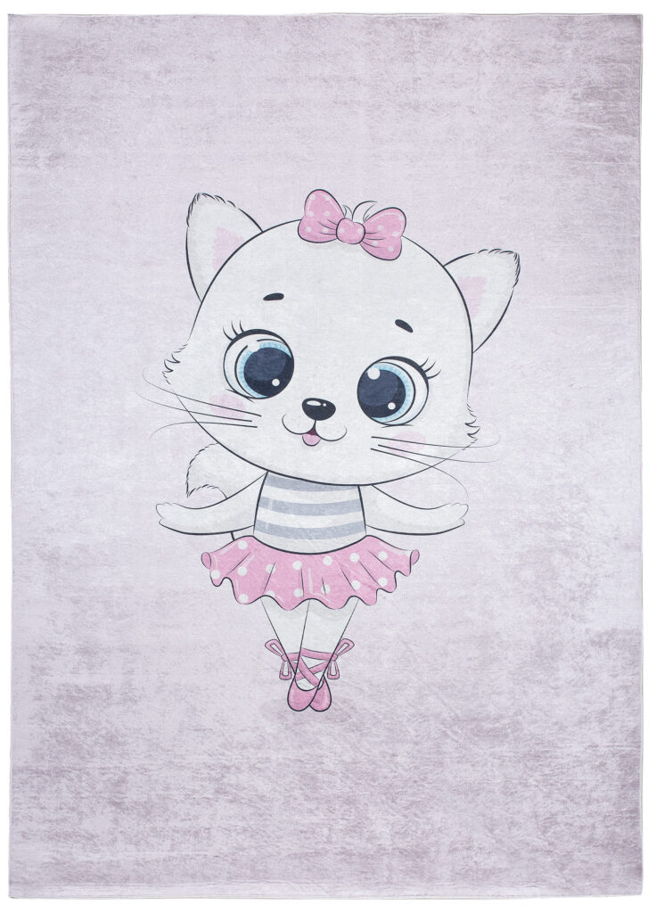 Vloerkleed Emma Kinderkamer Roze Poes Ballerina Antislip