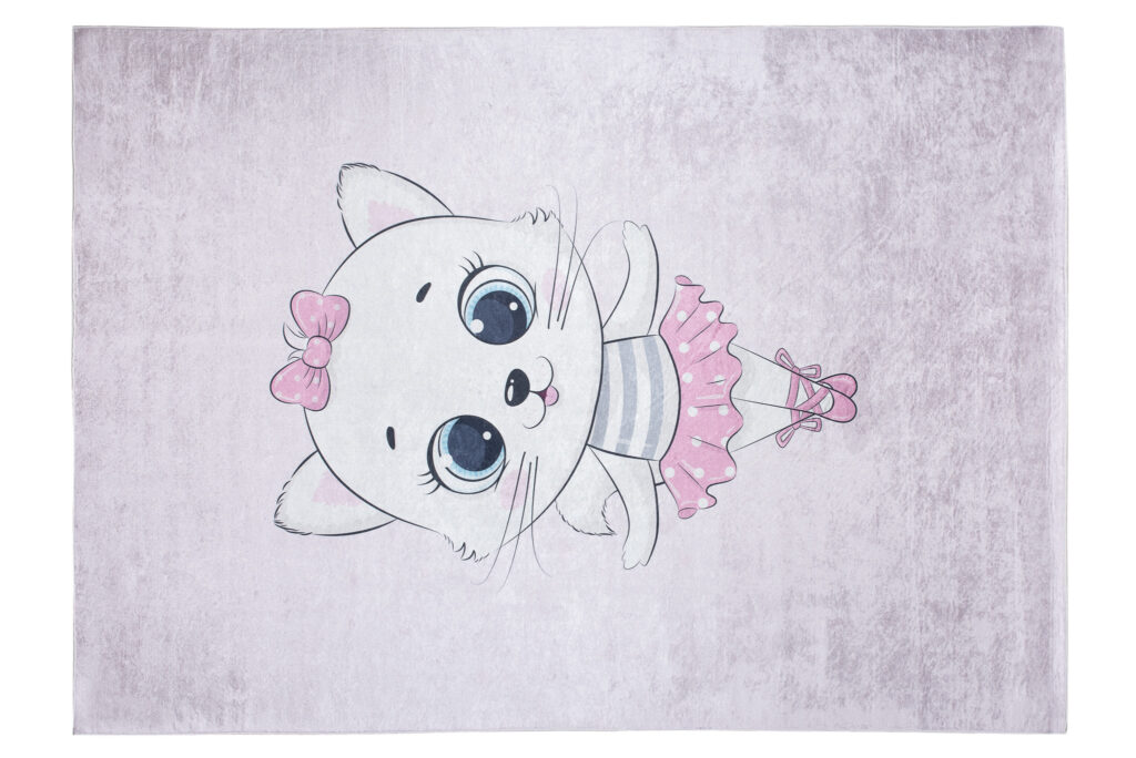 Vloerkleed Emma Kinderkamer Roze Poes Ballerina Antislip