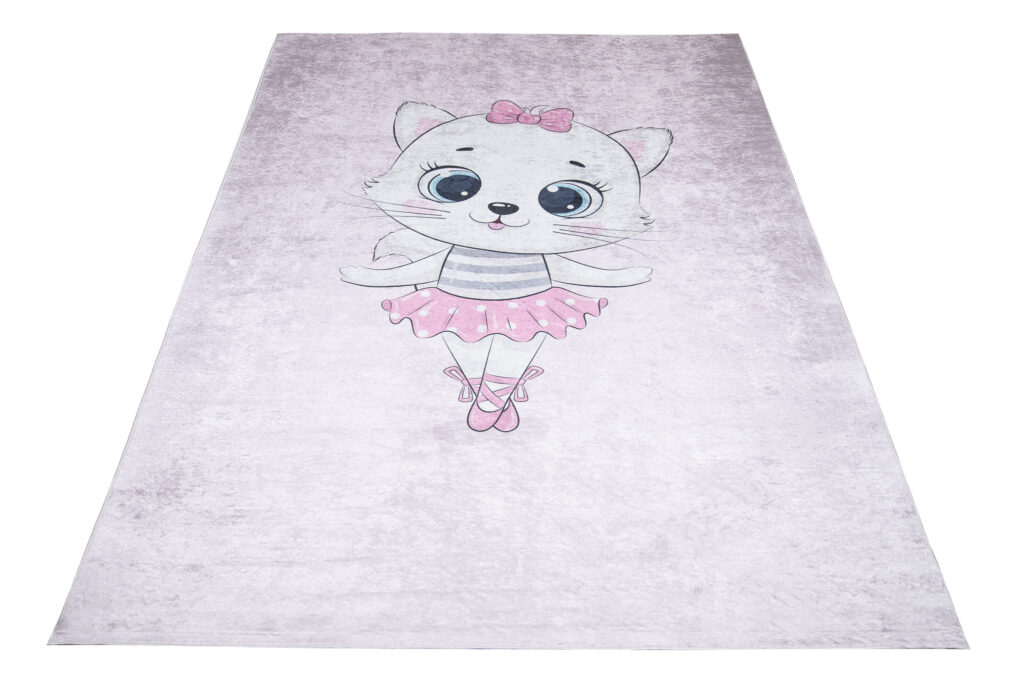 Vloerkleed Emma Kinderkamer Roze Poes Ballerina Antislip