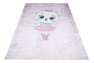 Vloerkleed Emma Kinderkamer Roze Poes Ballerina Antislip