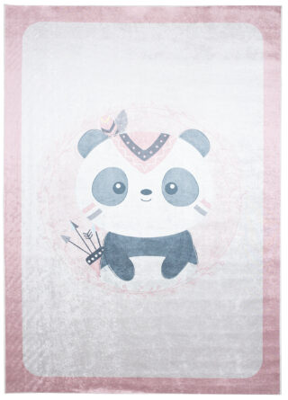 Vloerkleed Emma Antislip Wasbaar Roze Panda