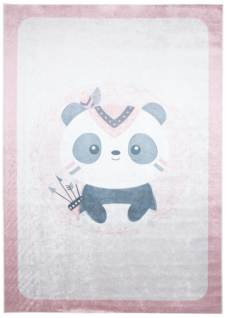 Vloerkleed Emma Antislip Wasbaar Roze Panda
