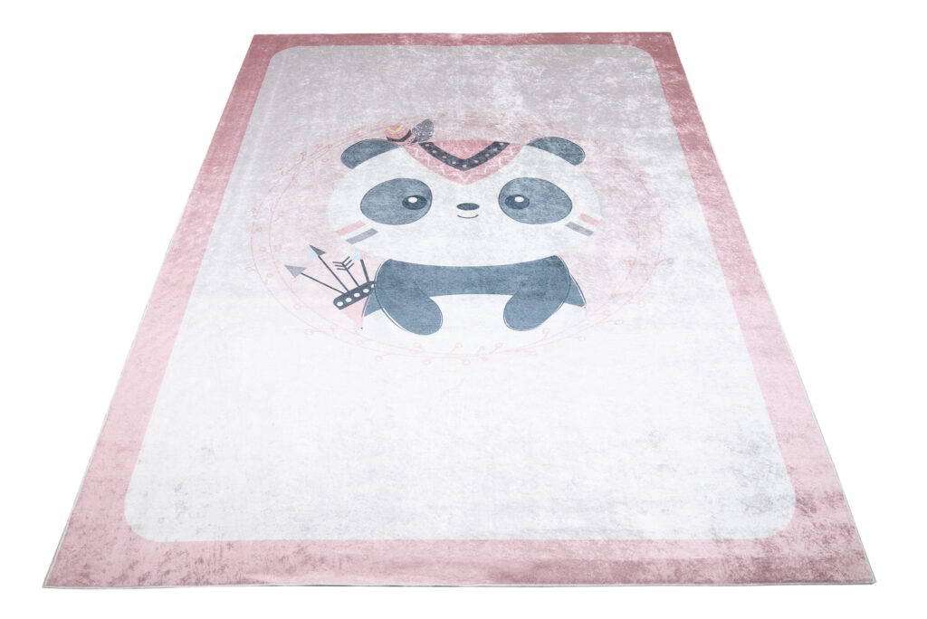 Vloerkleed Emma Antislip Wasbaar Roze Panda