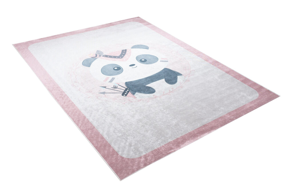 Vloerkleed Emma Antislip Wasbaar Roze Panda