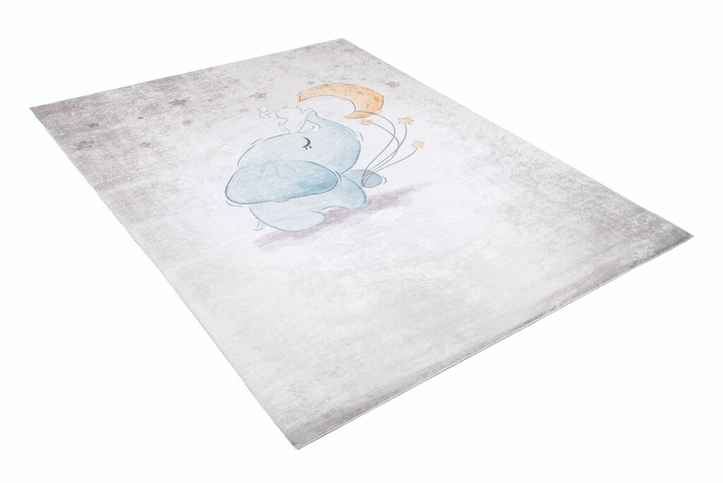 Vloerkleed Emma Kinderkamer Grijs Olifant Maan Antislip
