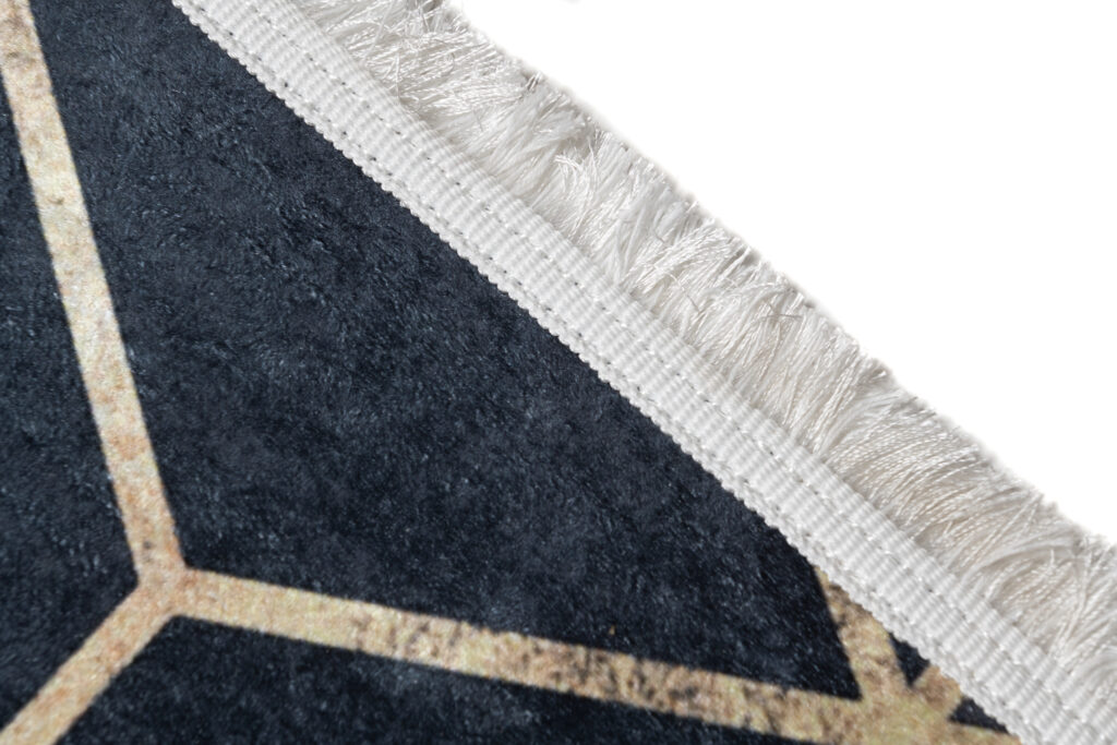 Vloerkleed Toscana met Franjes Grijs Goud Kubussen