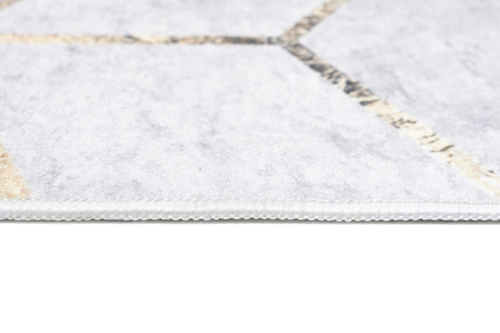 Vloerkleed Toscana met Franjes Grijs Goud Kubussen